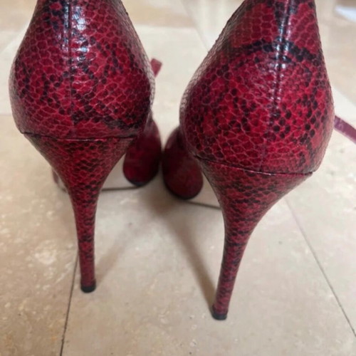 Mary Jane red snake print leather heels like new, size 37