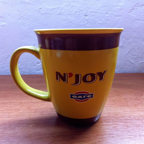 N'JOY FAGE chocolate milk collectible mug used from 1990s