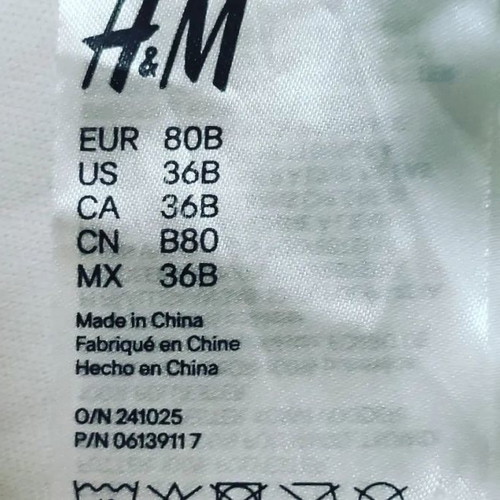 H&M bra white without underwire new