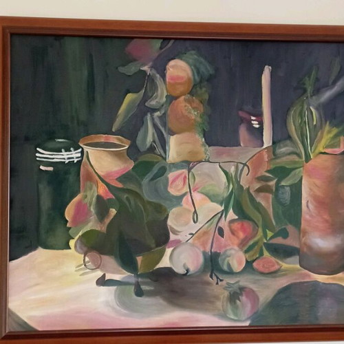 Oil painting with wooden frame like new, still life