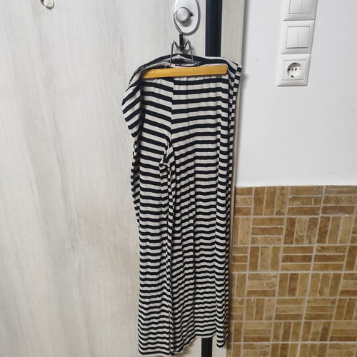 Women's striped palazzo pants, black and white