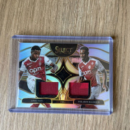 Ansu Fati & Folarin Balogun Dual Red Wave Patch Panini Select Ligue 1 Monaco