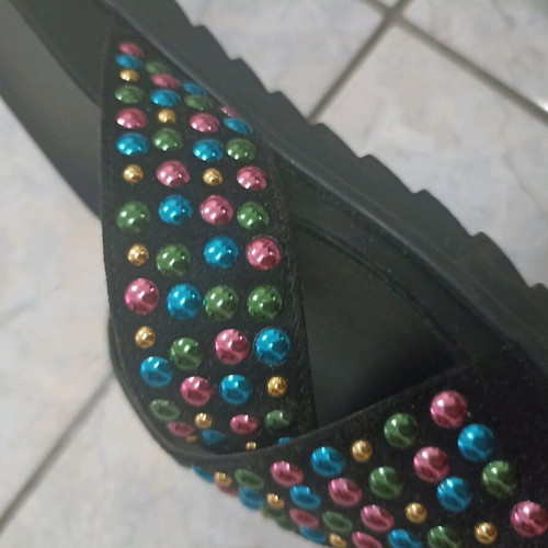 Liu Jo sandals new, black with colorful crisscross strap