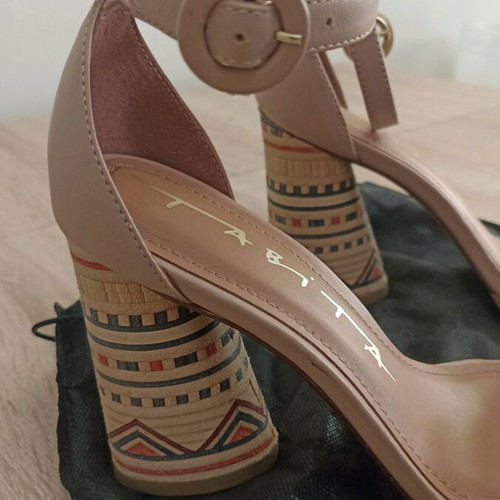 Tabita sandals like new with ethnic heel, size 37, beige