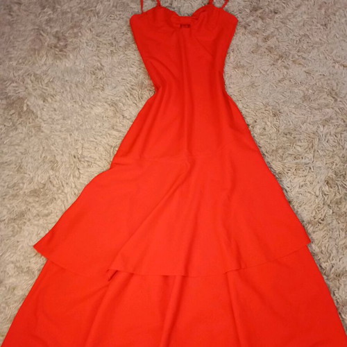 Trendyol Long Dress M Red Like New With Ruffle