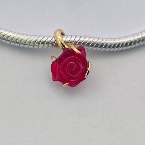 Charm Beauty & Beast enchanted rose with 14K gold plating