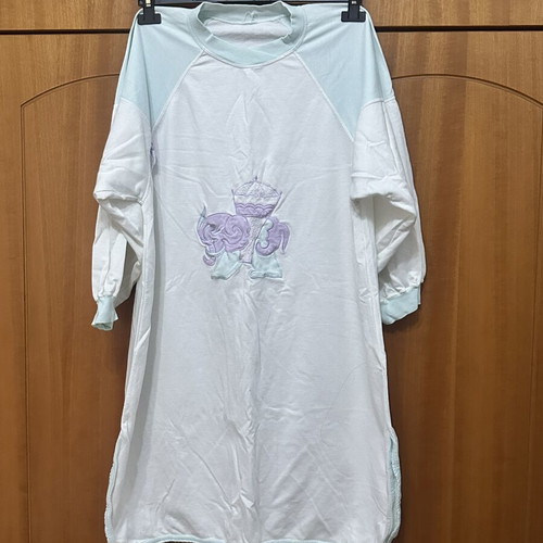 Vintage women's nightgown with embroidery, mint and white