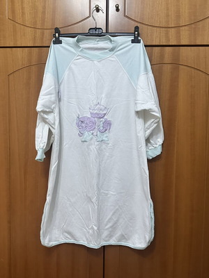 Vintage women's nightgown with embroidery, mint and white