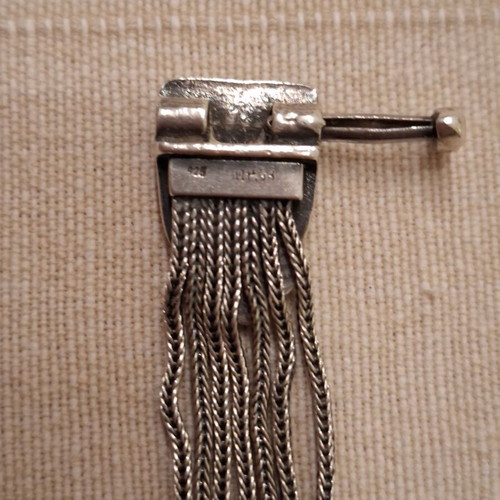 Silver 925 bracelet like new with chains and secure clasp