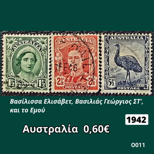 Australia 1942 stamp set, 3 pieces