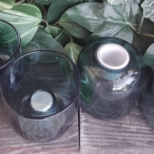 Set of 4 glass double-sided candle holders in Scandinavian style, like new
