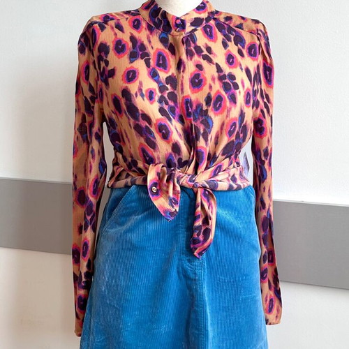 Arket blue skirt and Dante 6 colorful blouse like new