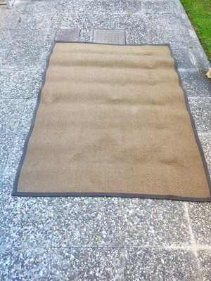 Sisal rug like new, 130x180 cm, with brown cotton edging