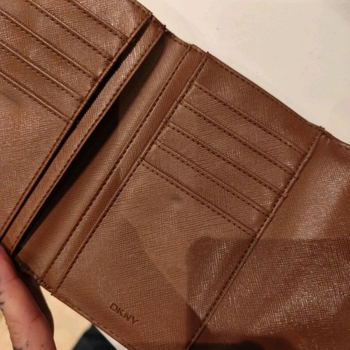 Donna Karan DKNY wallet used, gold red Bordeaux
