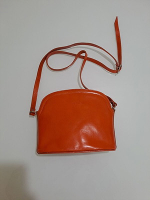 Leather crossbody bag new, orange, made in Italy
