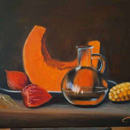 Painting Still Life with Pumpkin new, oil on canvas 30x40
