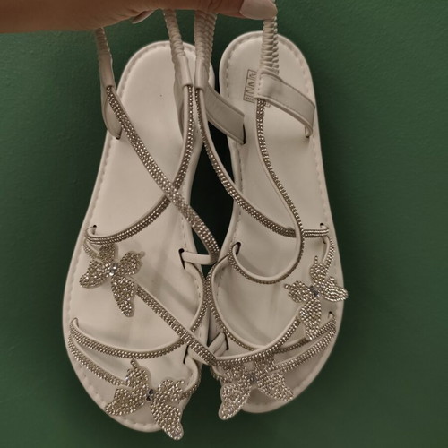 White sandals size 36 with butterfly strass new
