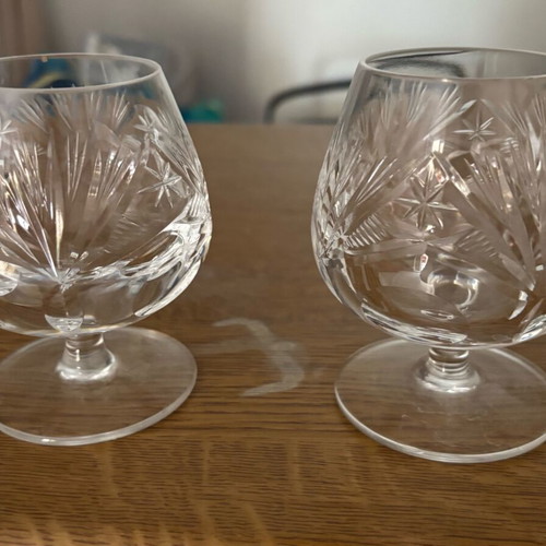 Zulovits Crystal Glasses vintage with carved design, new