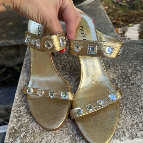 Haralas Gold Mule Sandals new, size 38.5
