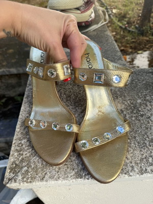 Haralas Gold Mule Sandals new, size 38.5