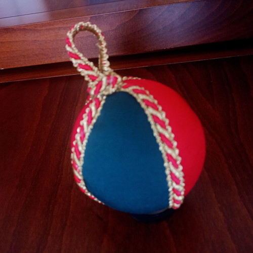 Set of two handmade Christmas balls red and green like new
