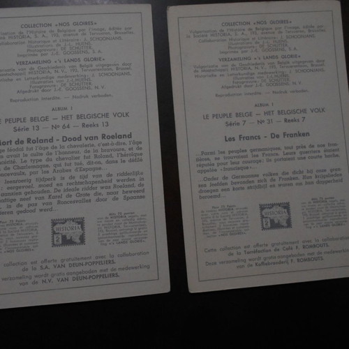 Julius Caesar and Gauls cards used, 8 old Belgian chocolate cards