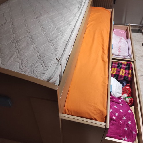 Double bed for children's room with drawers, like new
