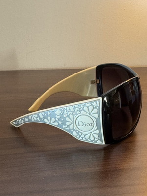 Christian Dior Oversized Shield Sunglasses, Black & Beige Y2K