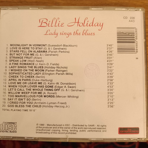 Billie Holiday Lady Sings the Blues CD like new, jazz