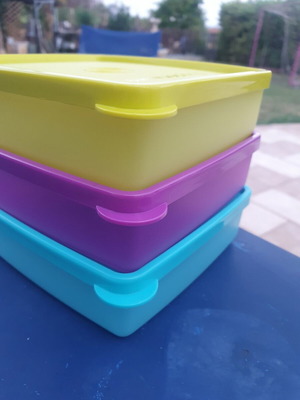 Σετ 3 τετράγωνα δοχεία Tupperware 400 ml, vintage