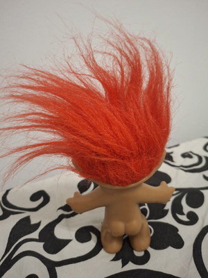 Ace Novelty Vintage Troll Doll 90s, red hair and navel heart