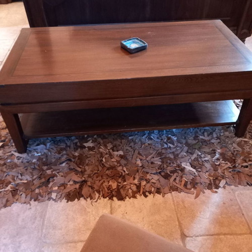 Canadian-made coffee table used, walnut bamboo and mahogany