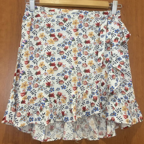 Floral skirt with decorative bow, like new, Pink Woman, size S