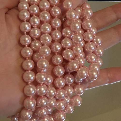 Vintage Italian long necklace with pink pearls