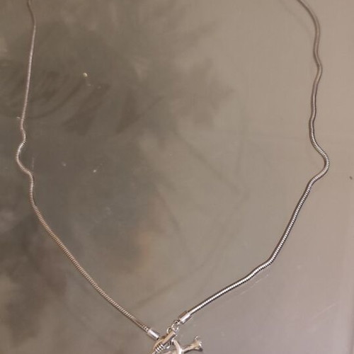 Long necklace with black stone silver new