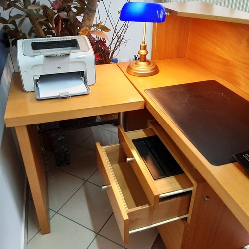 Professional reception desk used, made of beech with 4 drawers