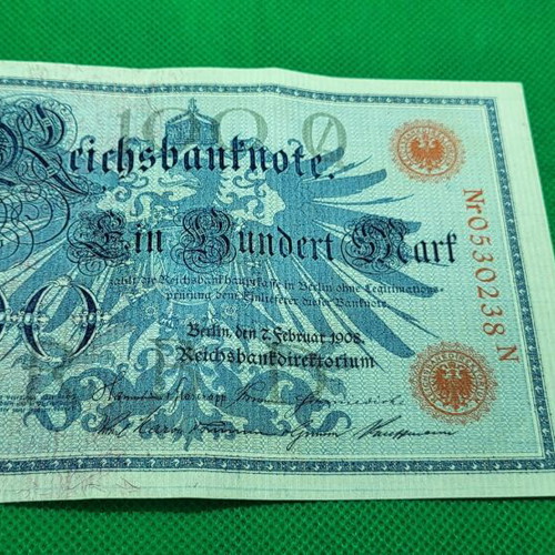 100 Mark 1908 Germany Reichsbanknote banknote used