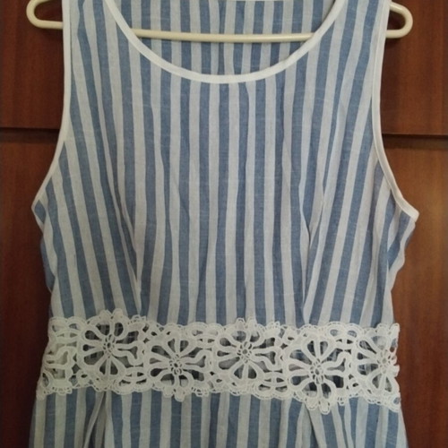 Summer sleeveless midi/maxi dress like new, blue and white stripes