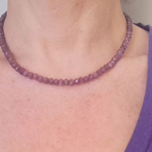 Natural Lepidolite Necklace, lilac shades, Solar Tide Collection