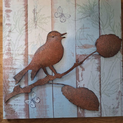 Set of 2 decorative canvases 40×40 like new, bird theme rustic vintage style