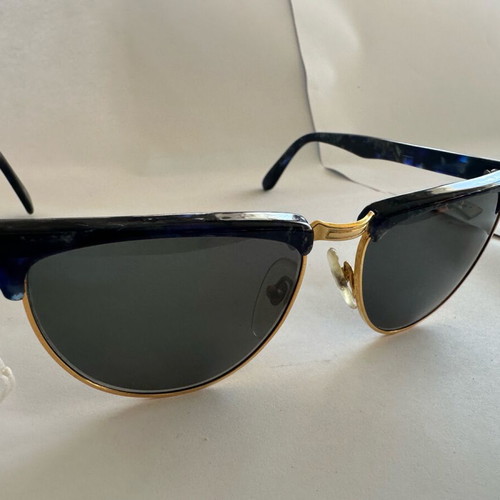 Vintage Kurzenberger sunglasses with blue marbled frame and golden details