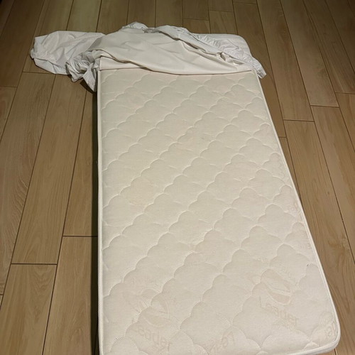 Baby cot mattress used, 70x140, set of 2 with protective sheet