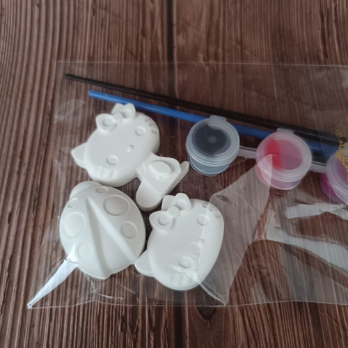 Hello Kitty & Ladybug DIY Painting Set new, handmade plaster figures