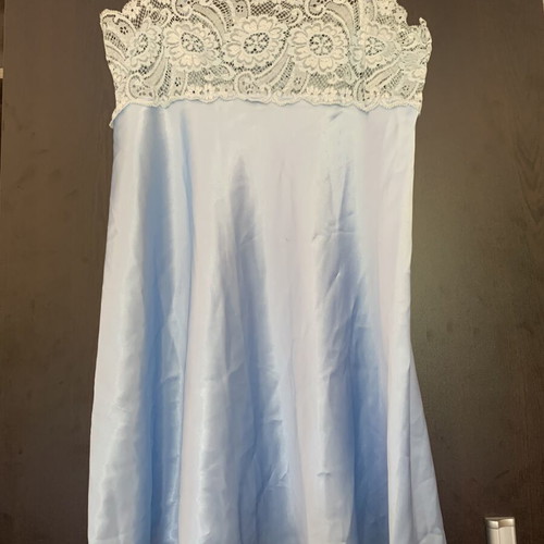 Toni M satin nightgown with lace, light blue, size M