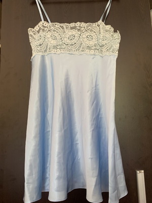Toni M satin nightgown with lace, light blue, size M