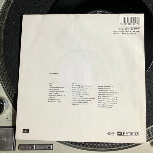 Pet Shop Boys Heart 7" vinyl single used, pop