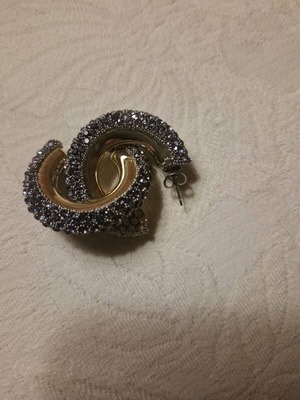 Hoop earrings with rhinestones like new, silver gradient