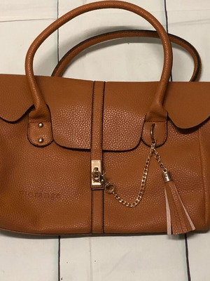 Τσάντα Plorange χειρός καινούργια, καφέ, απομίμηση δέρματος