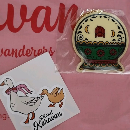 Karavan keychain new with Karavan sticker gift beige