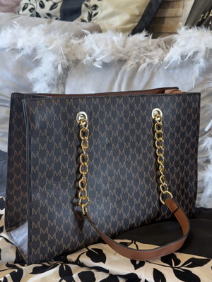 Michael Kors Large Brown Handheld Bag with Gold Details